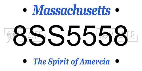8SS5558 Massachusetts License Plate