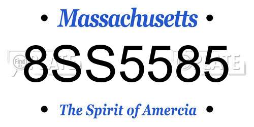 8SS5585 Massachusetts License Plate