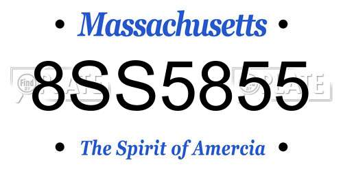 8SS5855 Massachusetts License Plate
