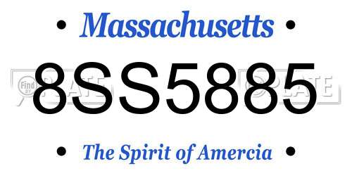 8SS5885 Massachusetts License Plate