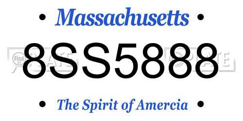 8SS5888 Massachusetts License Plate