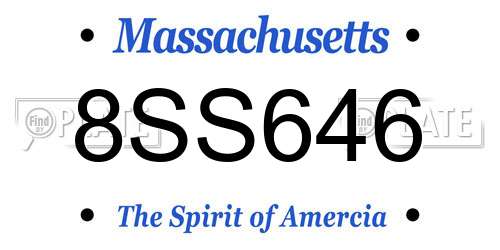 8SS646 Massachusetts License Plate