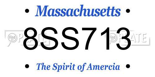 8SS713 Massachusetts License Plate