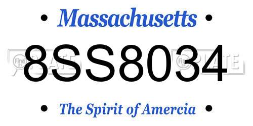 8SS8034 Massachusetts License Plate