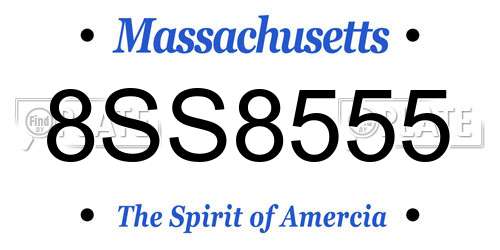 8SS8555 Massachusetts License Plate