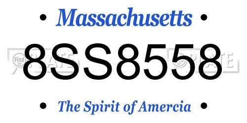 8SS8558 Massachusetts License Plate