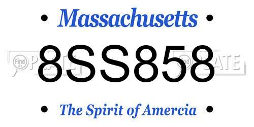 8SS858 Massachusetts License Plate