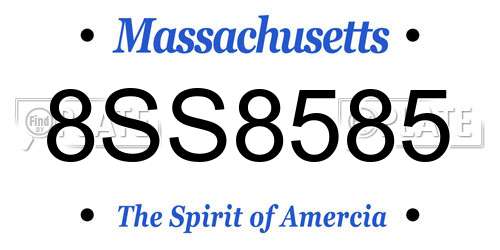 8SS8585 Massachusetts License Plate