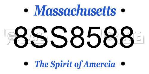 8SS8588 Massachusetts License Plate