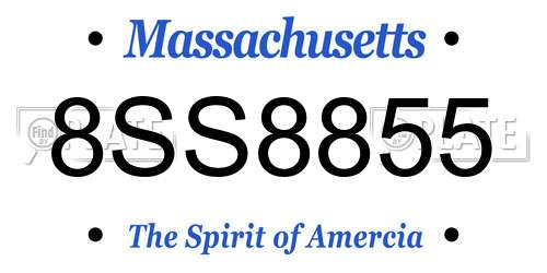 8SS8855 Massachusetts License Plate
