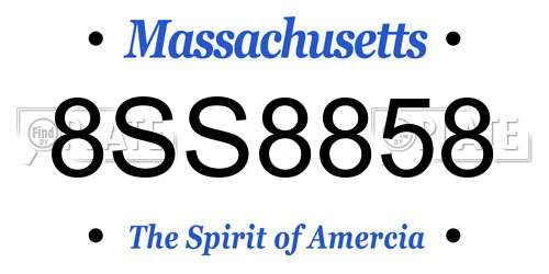 8SS8858 Massachusetts License Plate
