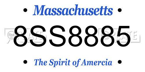 8SS8885 Massachusetts License Plate