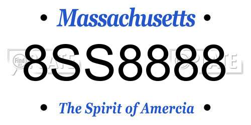 8SS8888 Massachusetts License Plate