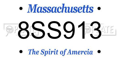 8SS913 Massachusetts License Plate