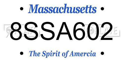 8SSA602 Massachusetts License Plate