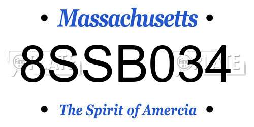 8SSB034 Massachusetts License Plate