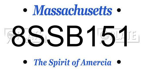 8SSB151 Massachusetts License Plate