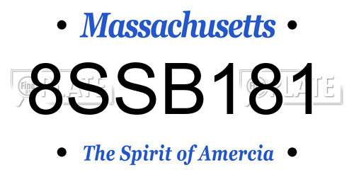 8SSB181 Massachusetts License Plate
