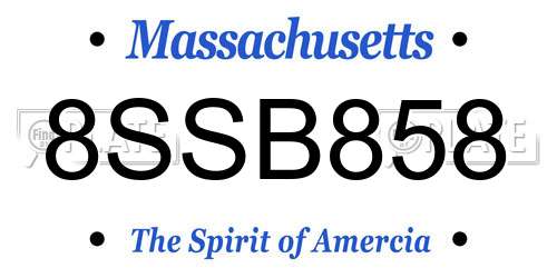 8SSB858 Massachusetts License Plate