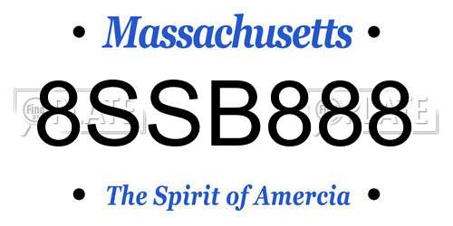 8SSB888 Massachusetts License Plate