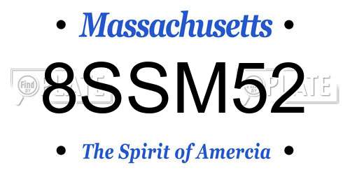 8SSM52 Massachusetts License Plate