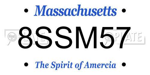 8SSM57 Massachusetts License Plate