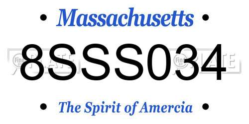 8SSS034 Massachusetts License Plate