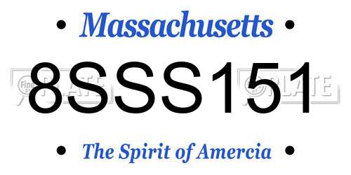 8SSS151 Massachusetts License Plate