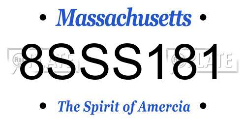 8SSS181 Massachusetts License Plate
