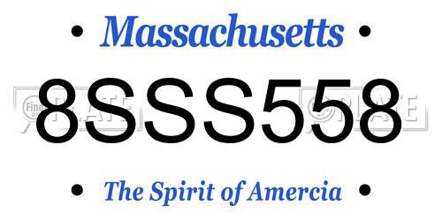 8SSS558 Massachusetts License Plate