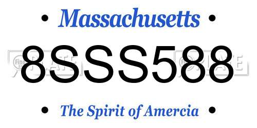 8SSS588 Massachusetts License Plate