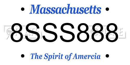 8SSS888 Massachusetts License Plate