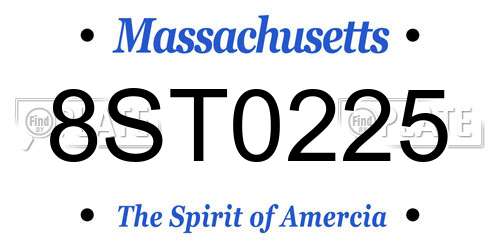 8ST0225 Massachusetts License Plate