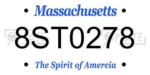 8ST0278 Massachusetts License Plate