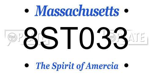 8ST033 Massachusetts License Plate