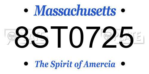 8ST0725 Massachusetts License Plate