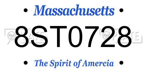 8ST0728 Massachusetts License Plate