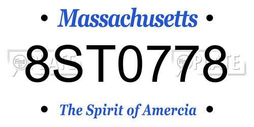 8ST0778 Massachusetts License Plate