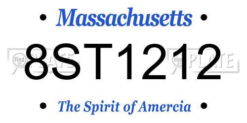 8ST1212 Massachusetts License Plate