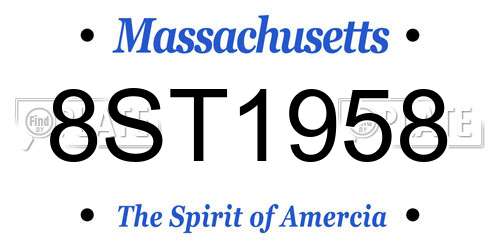 8ST1958 Massachusetts License Plate