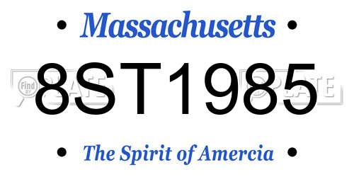 8ST1985 Massachusetts License Plate