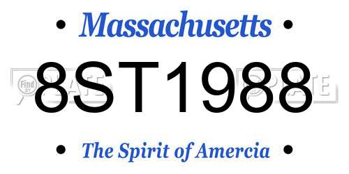 8ST1988 Massachusetts License Plate