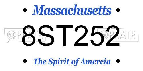 8ST252 Massachusetts License Plate