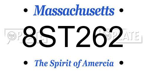 8ST262 Massachusetts License Plate
