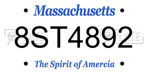 8ST4892 Massachusetts License Plate