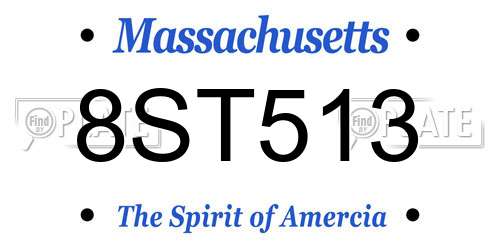 8ST513 Massachusetts License Plate