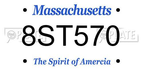 8ST570 Massachusetts License Plate