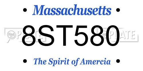 8ST580 Massachusetts License Plate