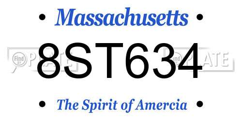 8ST634 Massachusetts License Plate