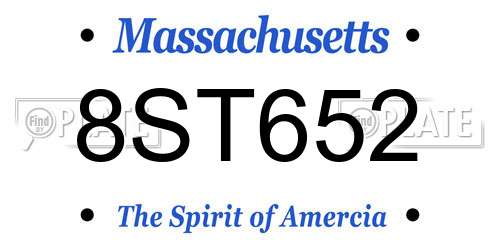 8ST652 Massachusetts License Plate